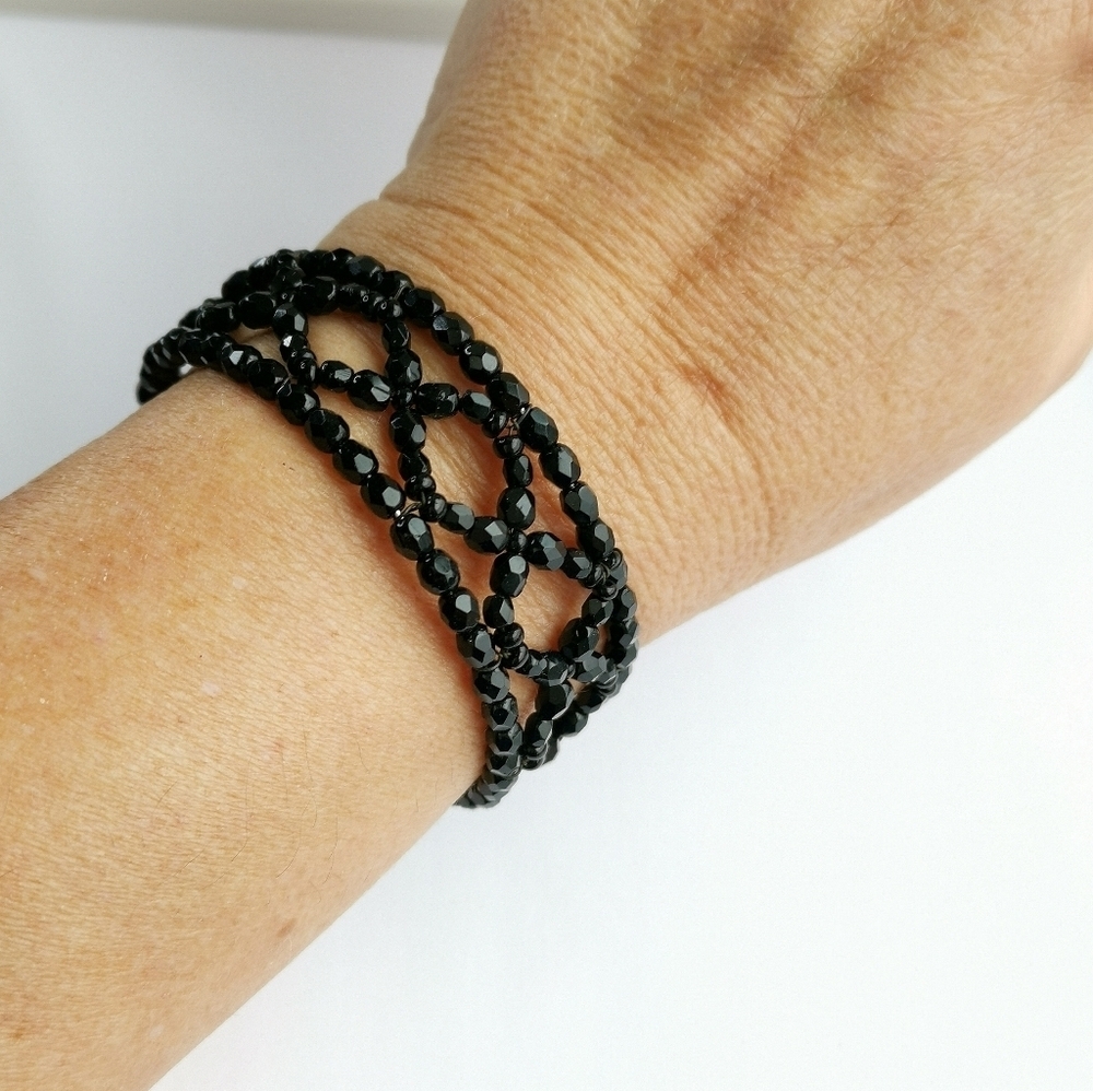 HOST PICK!  JET Beaded cuff bracelet hand made 🆕